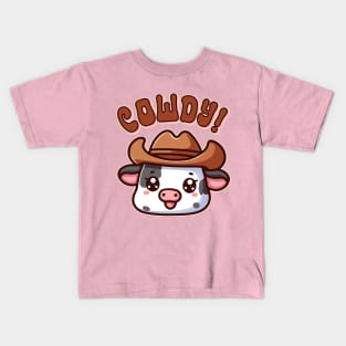 Cowdy Yall Howdy Cow Funny Cowboy Pun Kids T-Shirt